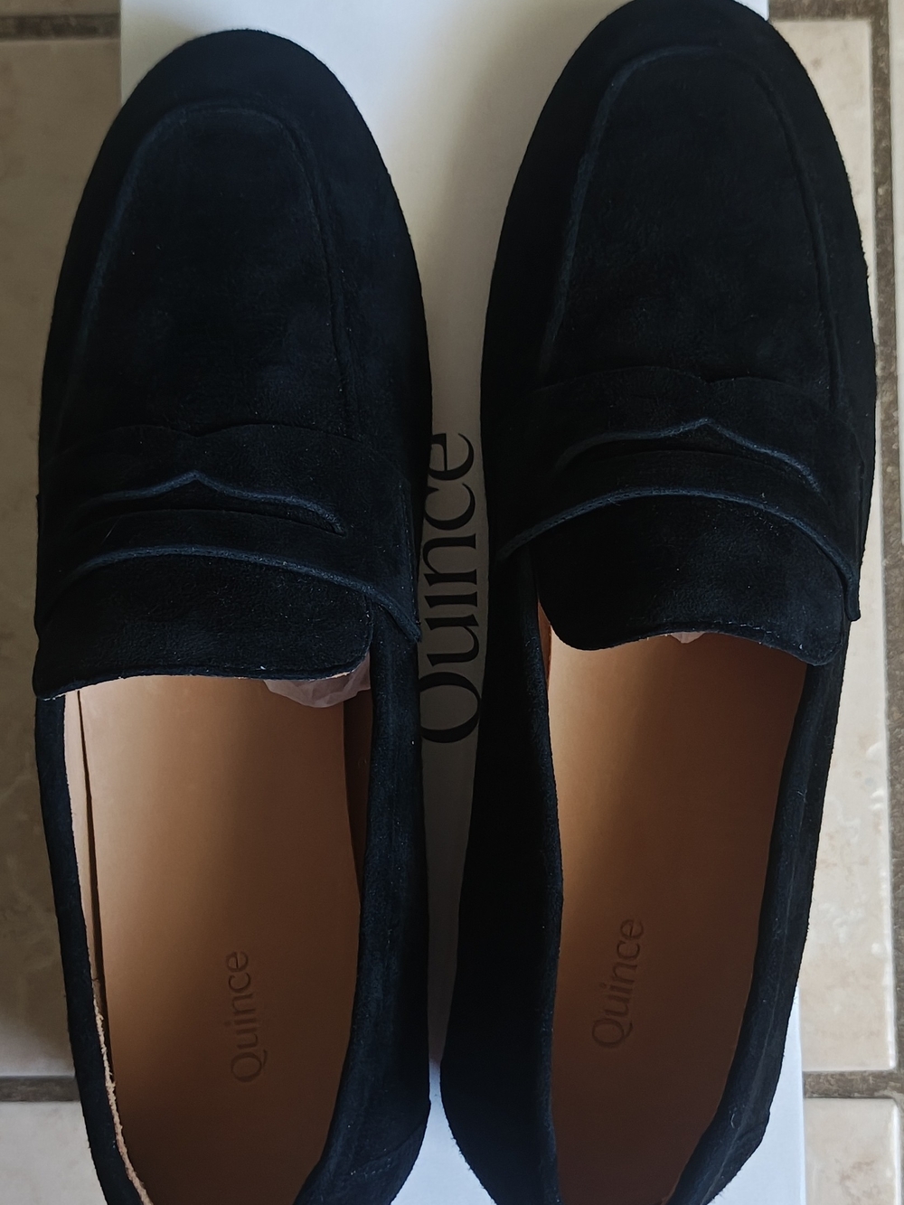 Quince Black Italian Suede Penny Loafers Size 7 - Picture 2 of 7